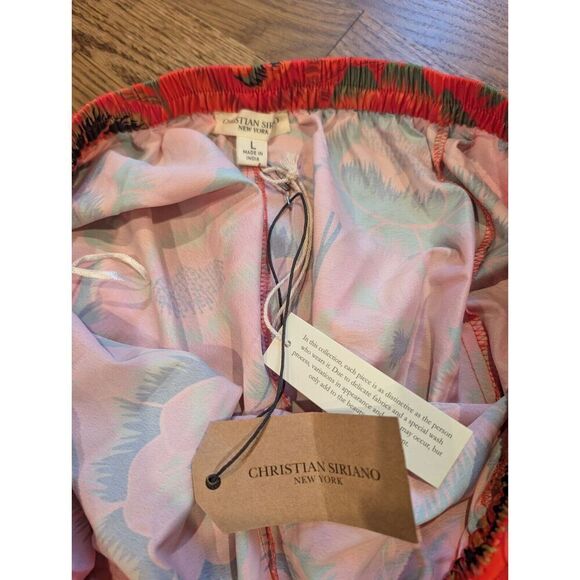 CHRISTIAN SIRIANO New York Multicolr Tropical Print Orange Maxi Full Skirt L NWT - Picture 3 of 4